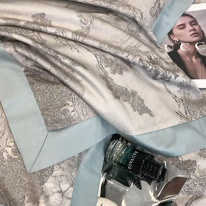 Wiesenhof duvet cover set made from Egyptian cotton, 1000 thread count | Gray floral