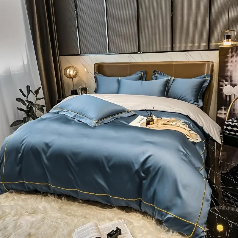 Elmsen duvet cover set made from Egyptian cotton, 600 thread count | Light blue