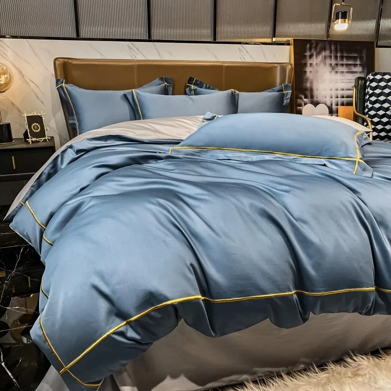 Elmsen duvet cover set made from Egyptian cotton, 600 thread count | Light blue