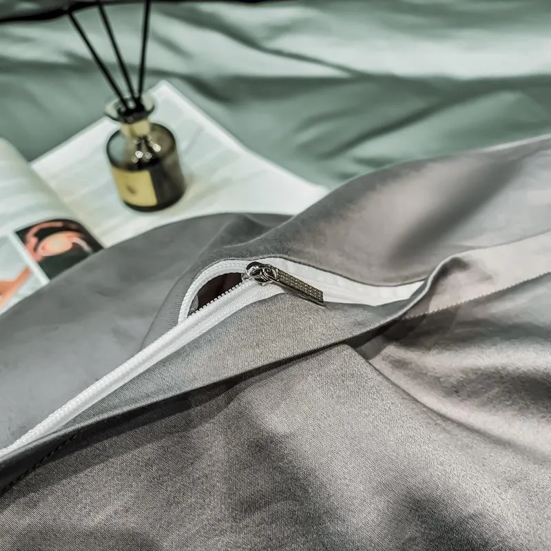 Duvet Cover Set in Egyptian Cotton 600 Thread Count | Olive Green