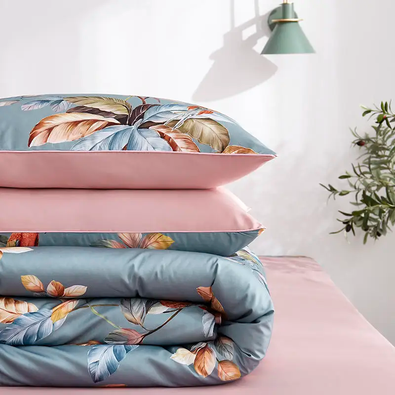Parrot Poetry Bedding Set in Egyptian Cotton 500 Thread Count | Blue-Green