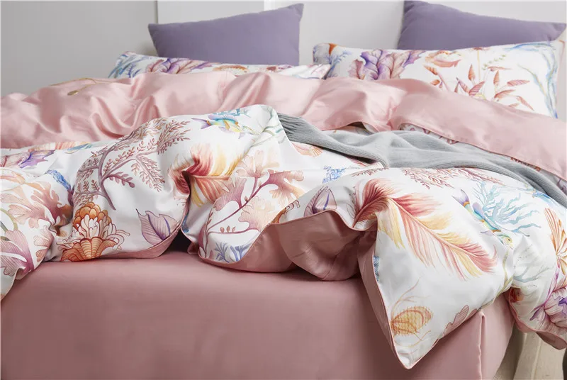 Coral Breeze bedding set made from Egyptian cotton, 500 thread count | Floral pink