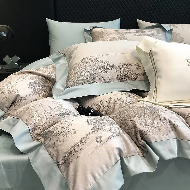Wiesenhof duvet cover set made from Egyptian cotton, 1000 thread count | Gray floral