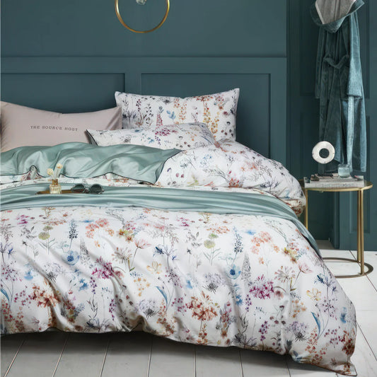 Floraison Élégante Egyptian cotton bedding set, 500 thread count | Green Floral
