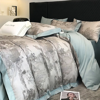Wiesenhof duvet cover set made from Egyptian cotton, 1000 thread count | Gray floral