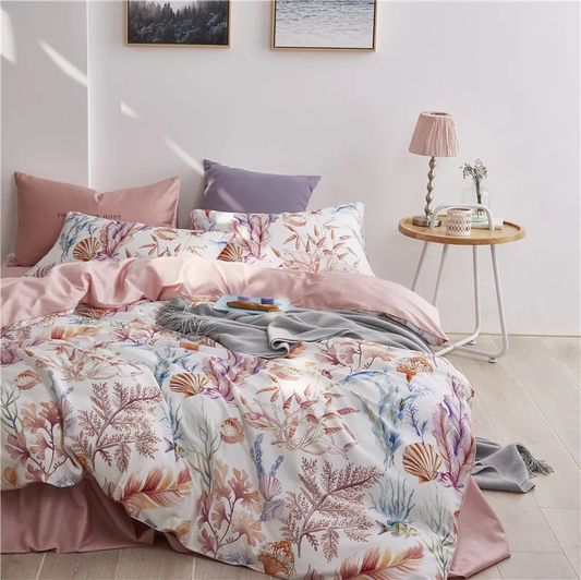 Coral Breeze bedding set made from Egyptian cotton, 500 thread count | Floral pink