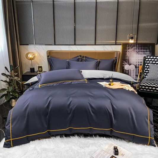 Elmsen Duvet Cover Set in Egyptian Cotton 600 Thread Count | Purple