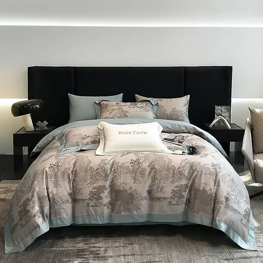 Wiesenhof duvet cover set made from Egyptian cotton, 1000 thread count | Gray floral