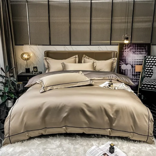 Elmsen duvet cover set made from Egyptian cotton, 600 thread count | Gold