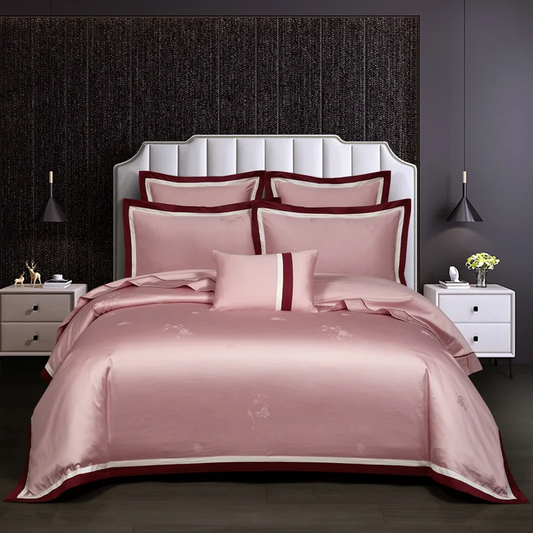 Glanzreich bed linen set made from 800 thread count jacquard cotton | Rosé