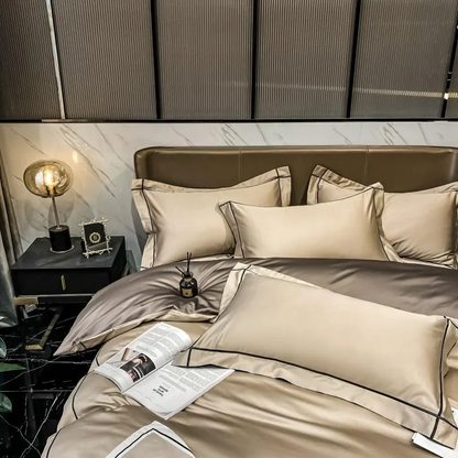 Elmsen duvet cover set made from Egyptian cotton, 600 thread count | Gold