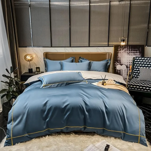 Elmsen duvet cover set made from Egyptian cotton, 600 thread count | Light blue