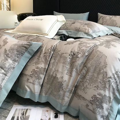 Wiesenhof duvet cover set made from Egyptian cotton, 1000 thread count | Gray floral